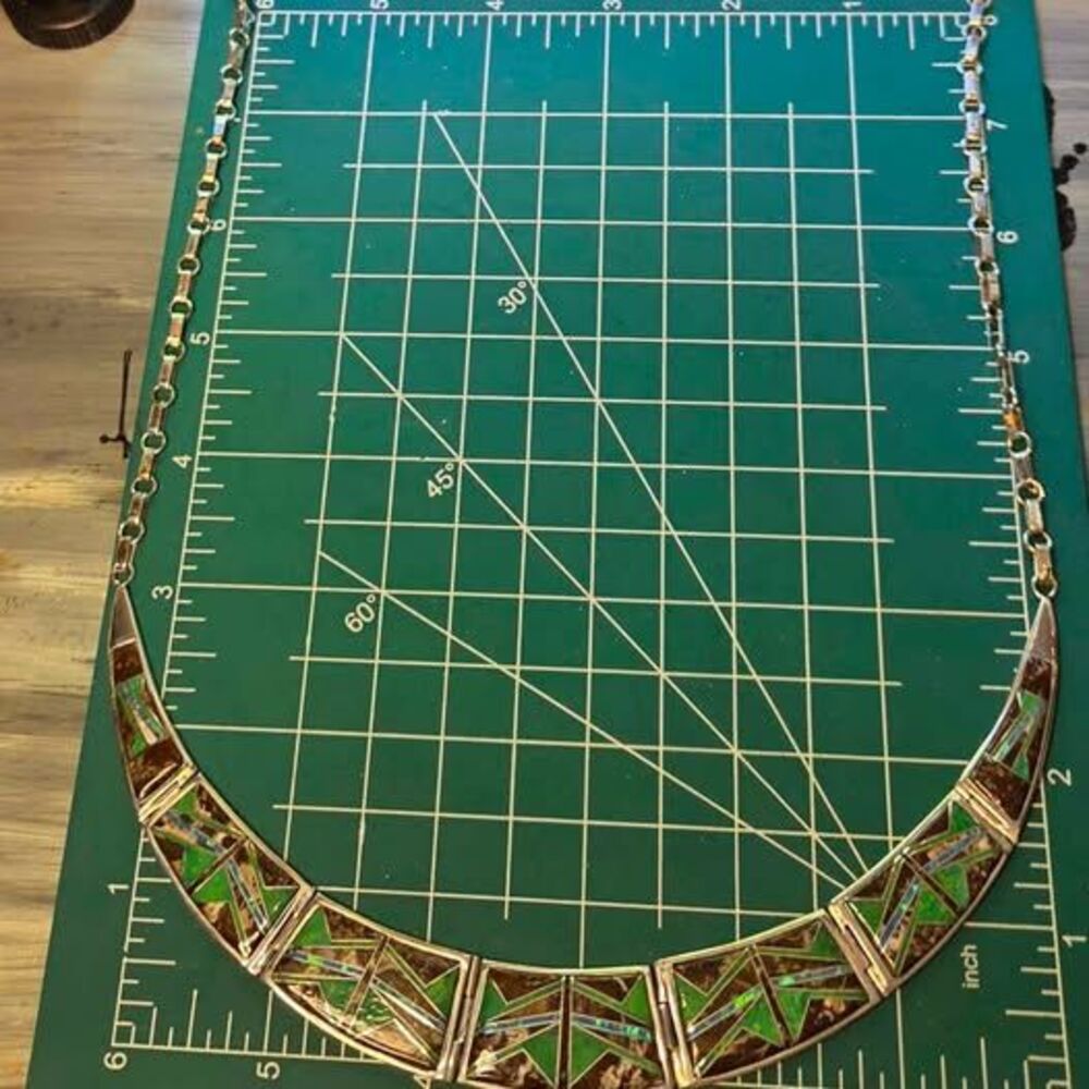 VP Sterling Silver Inlay Necklace Southwestern Gaspeite Jasper Statement - Picture 3 of 6